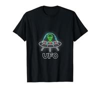 OVNI Objet Volant Non Identifié UFO Astronaute Alien T-Shirt, Homme, Noir, 5XL