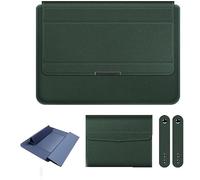 OVNMFH 11-17 inch Universal Multi-Function Waterproof Notebook Bag, 3-in-1 Stand Foldable Laptop Padded Pouch, Portable Computer Stand with Mouse Pouch (Dark Green,13/14 inch)