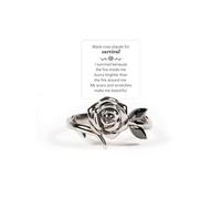 OVNMFH Burned and Survived Self-Love Black Rose Ring, 925 Sterling Silver Lucky Rose Flower Embrace Ring, Black Self Love Rings, Inspirational Jewelry Gift for Women (6)