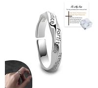 OVNMFH La Bague des 7 vertus, Bague de Foi en Argent S925, Bague rétro réglable en Argent Ouvert Sept vertus, Bijoux Cadeaux pour Les Proches (Daughter)