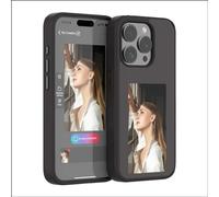 OvOHapia Smart Ink Screen Phone Case E Ink Phone Case Smart NFC Phone Case for iPhone 13 14 15 Pro Max Plus Étui de téléphone intelligent en encre électronique (Black,iPhone 15 Pro Max)