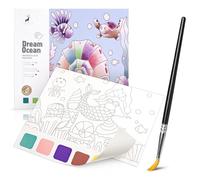 OVOISSTIY Peinture avec Livres d'Eau pour Enfant, Peinture Aquarelle Enfants 20 Pages de Océan Fantastique, Aquarelle Kit avec Pinceau, Cadeau Artisanat Enfant