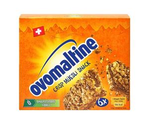 Ovomaltine Crisp Lot de 6 barres à céréales Crunchy en céramique avec crème ovomalaline - Poudre de cacao fine, durable et certifiée UTZ (6 x 25 g)