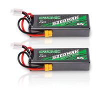 OVONIC - Batterie LiPo 3S 11,1 V 5200 mAh 80 C avec connecteur XT60 - Étui rigide pour RC Car Monster Truck RC Truggy Buggy RC Truck Hobby (2 pièces)