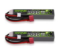 OVONIC Lot de 2 batteries Lipo 2S 7,4 V 80 C 1000 mAh Airsoft Lipo avec connecteur Deans T pour pistolets Airsoft