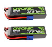 OVONIC Lot de 2 batteries Lipo 3S 11,1 V 5000 mAh 50 C avec cellules de prise EC5 pour voiture 1/8 et 1/10 RC FPV UAV RC bateau, avion, hélicoptère, multirotor