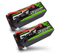 OVONIC Lot de 2 batteries Lipo 3S 11,1 V 5200 mAh 50 C avec prise Deans - Boîtier rigide pour avion FPV RC, voiture, Evader BX, quadcopter, hélicoptère, camion, bateau