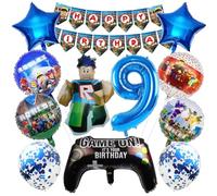 OVOparty 12 Pièces Decoration Anniversaire Roblx 9 Ans Garçon, Roblx Ballons Anniversaire Set, Décoration Ballon en Aluminium, Ballons Set pour Fête d'Anniversaire pour Enfants (9)