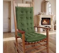 OVOV Ensemble de 2 coussins de chaise à bascule épais avec tuftage chaud, coussins de chaise à bascule avec attaches, dossier haut et coussin de siège, adapté pour l’intérieur (Vert)