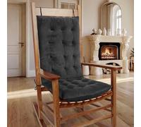 OVOV Lot de 2 coussins de chaise à bascule épais et chauds avec attaches pour dossier haut et coussin de siège, pour intérieur (gris foncé)