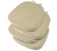 OVOV Lot de 4 coussins de chaise texturés antidérapants et épais avec attaches et housse amovible pour chaises de salle à manger, 35,6 x 35,6 cm, beige