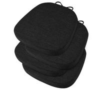 OVOV Lot de 4 coussins de chaise texturés antidérapants et épais avec attaches et housse amovible pour chaises de salle à manger, 35,6 x 35,6 cm, noir