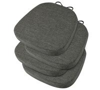 OVOV Lot de 4 coussins de chaise texturés et antidérapants pour chaises de salle à manger en métal épais avec attaches et housse amovible, 35,6 x 35,6 cm (gris foncé)