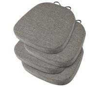 OVOV Lot de 4 coussins de chaise texturés et antidérapants pour chaises de salle à manger en métal épais avec attaches et housse amovible 35,6 x 35,6 cm (gris clair)