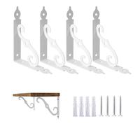 OVOV Lot de 4 équerres murales décoratives rétro robustes en L avec vis - Blanc - 24,1 cm