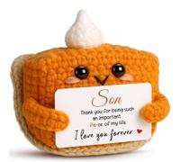 Ovrrcame Cadeau de remerciement pour fils de la part de maman et papa, mini tarte à la citrouille au crochet en peluche, cadeaux d'anniversaire pour fils adultes, Halloween, Thanksgiving, Noël