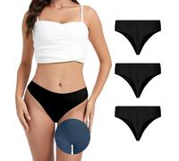 OVRUNS Lot de 3 strings taille haute camel anti-cernes invisibles pour femme, Lot de 3, noir, Small