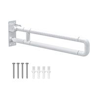 Ovshnrr 75cm Barre D'appui WC, Barre Toilette Handicapé, Charge portante 300-350kg, Barre D'appui de Salle de Bain en Acier Inoxydable avec 6 Cercles Lumineux pour Handicapé,Âgé,Enceint (White, 75cm)