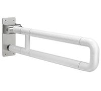 Ovshnrr Barre d'appui WC Blanc 60 cm Barre d’Appui en Acier INOX de Salle de Bain Pliable avec 6 Cercles Lumineux Poignée de Support de Sécurité Barres d'appui Anti-dérapantes Robustes 300~350 KG