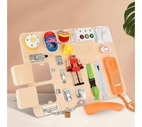 Ovshnrr Busy Board 20 en 1 Tableau Sensorielle Activités Bebe en Bois Educatif Jouets pour Apprendre la Motricité Fine et Les Compétences de Base de la Vie Cadeau