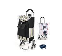 Ovshnrr Chariot de Courses 6 Roues, Caddie de Courses Pliable, Capacité de 32L/Charge Max 30kg, avec Compartiment Imperméable, 2 en 1 Sac d'épicerie Amovible - Chariot Pliable Monte-escalier