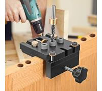 Ovshnrr Kit de Guide de Forage à Bois, 6/8/10/15mm Localisateur de perforateur à Bois 3 en 1 Positionneurs de Trous de perçage Outil de kit de gabarit de Trou de Poche