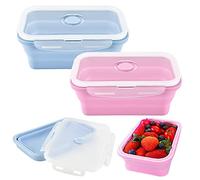 Ovtai Boite Pliable Alimentaire, 2 Boite de Conservation Pliable, Boite a Lunch pliable, Boite Picnic Pliable, 800ML Récipients Pliables en Silicone Convient pour Bureau L'école Pique Nique Camping