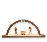 OVUNQUE PROTEGGIMI Arc de Noël lumineux décoratif avec mineurs et chariot, décoration en bois, style traditionnel (naturel)