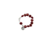 OVUNQUE PROTEGGIMI Bracelet Decina del Rosario - Rose Rouge et Médaille de Santa Rita, Medium, Acrylique, Pas de gemme