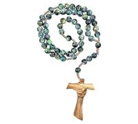 OVUNQUE PROTEGGIMI Chapelet Amitié coloré, Croix de l'Amitié en bois Artisanal, Cadeau Religieux Catholique pour amis. (teinte noire et verte)