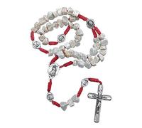 OVUNQUE PROTEGGIMI Chapelet en pierre et corde avec grains de 7 mm, Madonna Miraculeuse, Jésus Miséricordieux, Saint Benoît. Chapelet en corde, m, Pierre, Pas de gemme