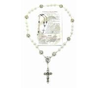 OVUNQUE PROTEGGIMI Chapelet Santa Rita da Cascia en perle de Simil, longueur 32 cm et prière, couronne de sainte rita. chapelet de sainte rita, Père avec rose et visage de saint ritas, Simil Pearl