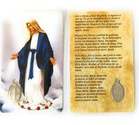 OVUNQUE PROTEGGIMI Images Santino, 1 Imagine des Saints avec Prière Multilingue. avec Médaille Madonna Miraculeuse. Holy Card. Plastifié. (Madonna Miraculeuse)