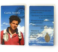 OVUNQUE PROTEGGIMI Images Santino, 1 Imagine des Saints avec Prière Multilingue. avec Médaille Madonna Miraculeuse. Holy Card. Plastifié. (Carlo Acutis)