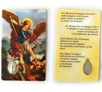 OVUNQUE PROTEGGIMI Images Santino, 1 Imagine des Saints avec Prière Multilingue. avec Médaille Madonna Miraculeuse. Holy Card. Plastifié. (Saint Michel Archange)