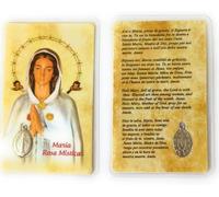 OVUNQUE PROTEGGIMI Images Santino, 1 Imagine des Saints avec Prière Multilingue. avec Médaille Madonna Miraculeuse. Holy Card. Plastifié. (Maria Rosa Mystique)