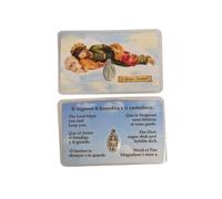 OVUNQUE PROTEGGIMI Images Santino, Ensemble de 1 Imagine des Saints avec Prière Multilingue. avec Médaille Madonna Miraculeuse. Holy Card. Plastifié. (Saint Joseph Dormiente)
