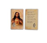 OVUNQUE PROTEGGIMI Images Santino, Ensemble de 5 Images des Saints avec Prière Multilingue. avec Médaille Madonna Miraculeuse. Holy Card. Plastifié. (Sacré-Cœur de Jésus)