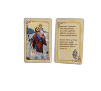 OVUNQUE PROTEGGIMI Images Santino, Ensemble de 5 Images des Saints avec Prière Multilingue. avec Médaille Madonna Miraculeuse. Holy Card. Plastifié. (Saint Christophe)