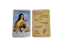 OVUNQUE PROTEGGIMI Images Santino, Ensemble de 5 Images des Saints avec Prière Multilingue. avec Médaille Madonna Miraculeuse. Holy Card. Plastifié. (Santa Teresa)