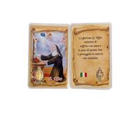 OVUNQUE PROTEGGIMI Images Santino, Lot de 1 Imagine des Saints avec Prière Multilingue. avec Médaille Madonna Miraculeuse. Holy Card. Plastifié. (Santa Rita 2)