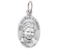 OVUNQUE PROTEGGIMI Lot de 10 médailles de Saint Charles Acutis en aluminium 2,2 cm. Dos avec calice et symbole Eucharistie. 0,87" St. Carlo Acutis Medal.