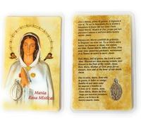 OVUNQUE PROTEGGIMI Madonna Rosa Mystique Prière Images Santino, Lot de 10 images Maria Rosa Mystique avec Médaille Madonna Miraculeuse. Holy Card. Plastifié.