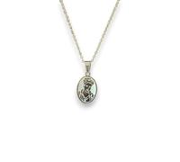OVUNQUE PROTEGGIMI Médaille Carlo Acutis en acier inoxydable 2 x 1,2 cm, pendentif ovale avec chaîne, boîte cadeau, chaîne 45 cm