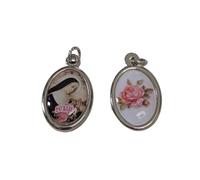 OVUNQUE PROTEGGIMI Médaille de Sainte Rite de Cascia, médailles ovales de 3 cm, double face avec image de Sainte Rite et rose au dos, pendentif dévotionnel sacré, idée cadeau religieuse, 1 Medaglia