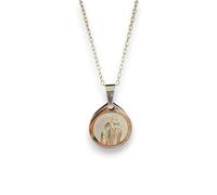 OVUNQUE PROTEGGIMI Médaille Madonna del Carmine et Sacré-Cœur de Jésus. Collier Madonna del Scapulaire en acier inoxydable, pendentif 2 cm avec chaîne 49 cm, coffret cadeau