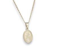 OVUNQUE PROTEGGIMI Médaille Santa Rita da Cascia, Collier en acier inoxydable, pendentif ovale avec rose de Santa Rita 2 cm, avec chaîne 49 cm, coffret cadeau