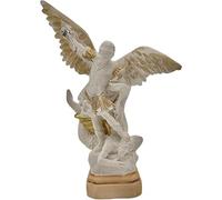 OVUNQUE PROTEGGIMI Saint Michel Archange Statue 10 cm, résine blanche. Figurine Saint Michel avec épée. (blanc)