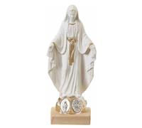 OVUNQUE PROTEGGIMI Statue Madonna Miraculeuse ou Immaculée Conception 10 cm, en Poudre de marbre. Petite Figurine de Notre-Dame. Médaille Miraculeuse en métal.