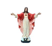 OVUNQUE PROTEGGIMI Statue Sacré Cœur de Jésus Bras Ouverts 40 cm en Résine pour Intérieur et Extérieur Fabriqué en Italie